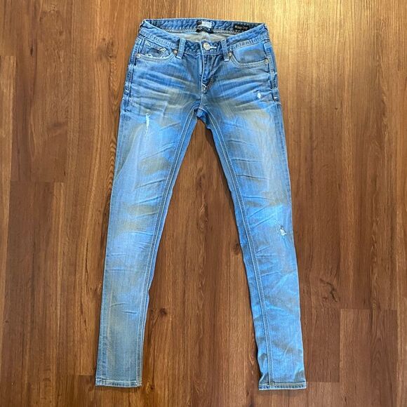 REROCK for EXPRESS Jeans‎ Skinny low rise Embellished distressed light size 0 - Picture 5 of 14